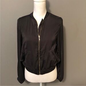 Black Satin Bomber Jacket